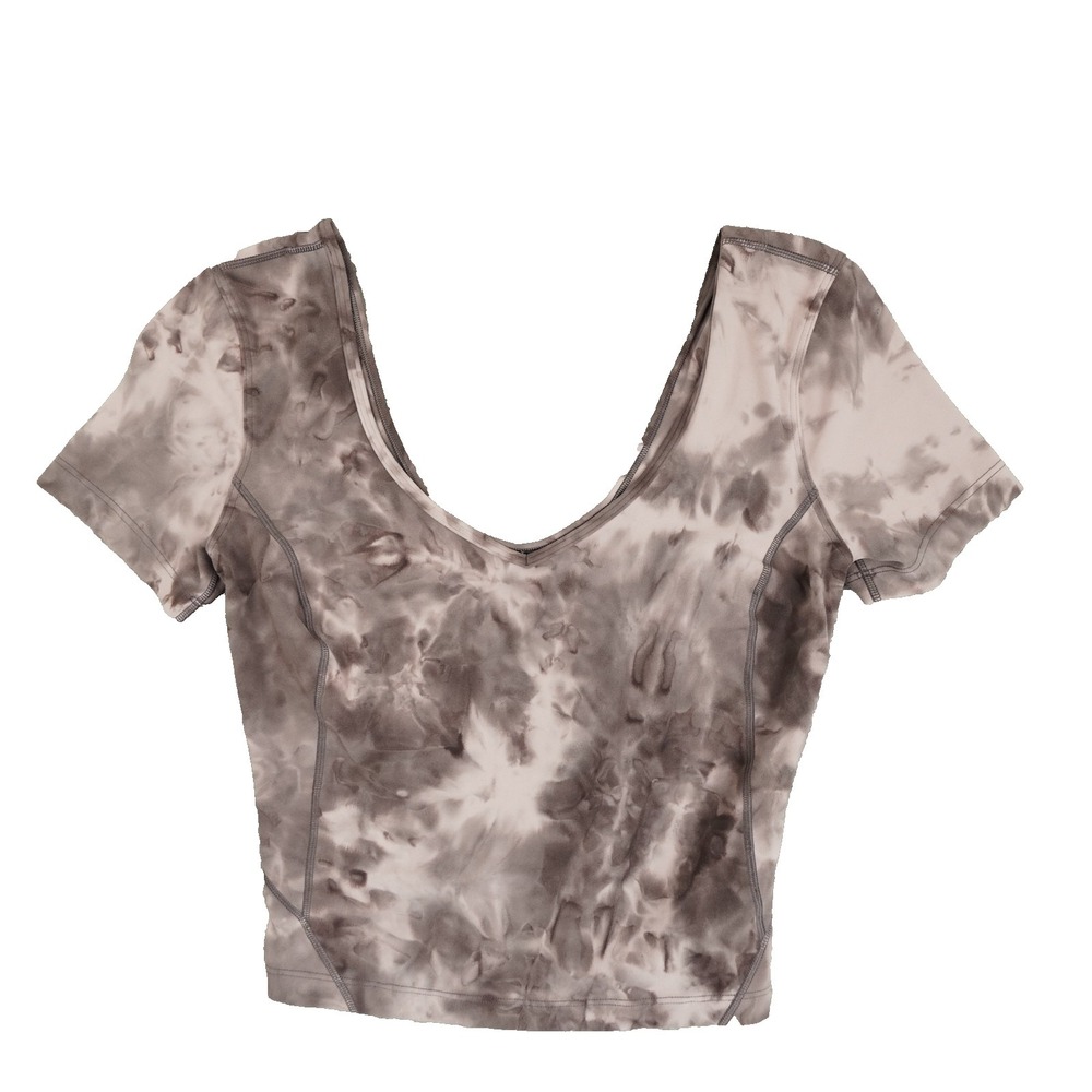 Lululemon Align Crop Tee Womens 2 Diamond Dye Mink Berry Lunar Rock Shadow Grey
